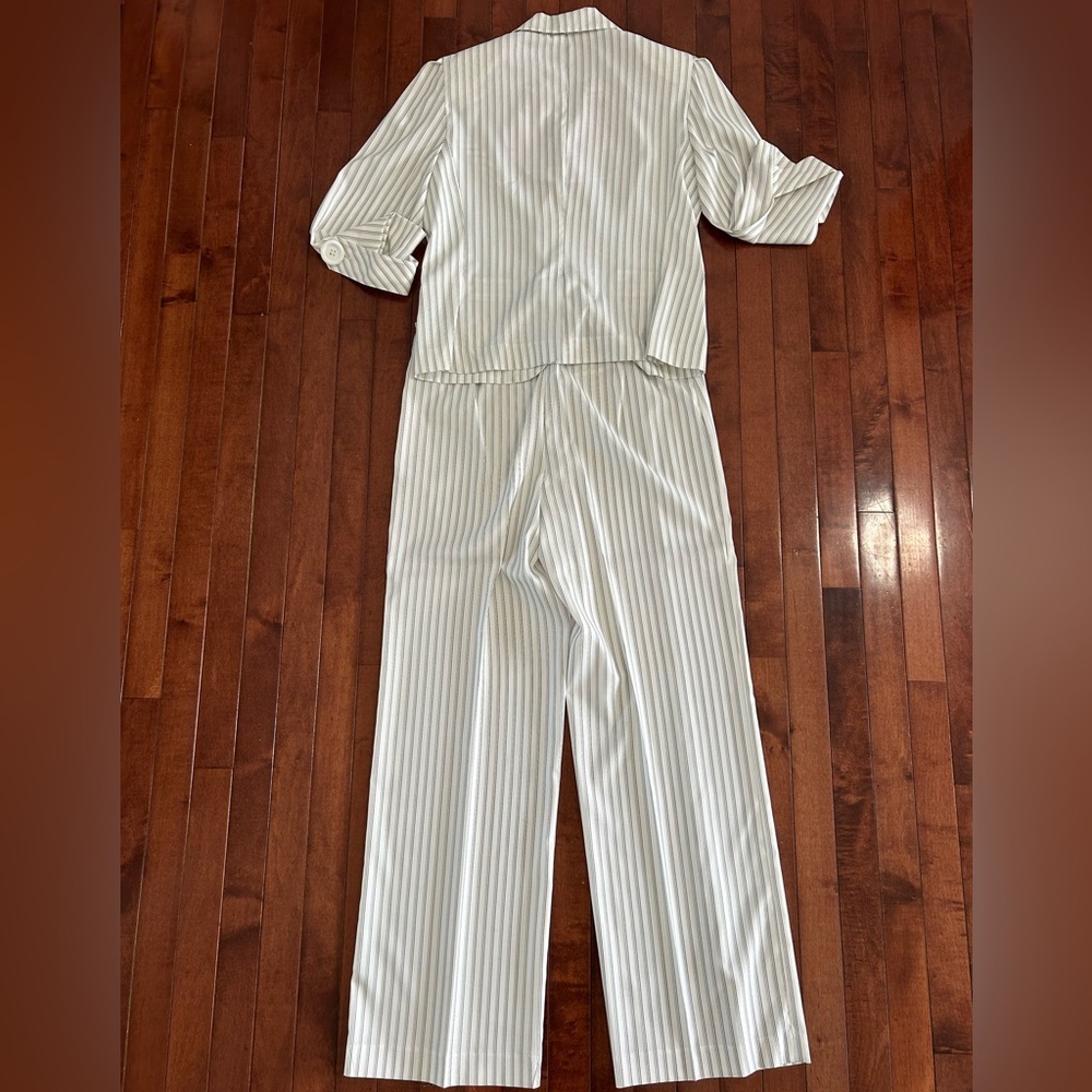 Vintage 90’s Gabriella Skye White & Black Striped Women's Pantsuit Size 10 - Picture 12 of 16